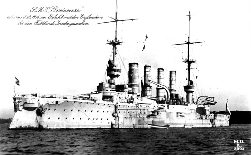 Postcard of the Imperial Navy armored cruiser Gneisenau